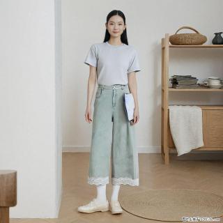 温碧霞代言IRENENA服装春季新款时尚百搭显瘦蕾丝蓝色阔腿牛仔裤 - 苏州28生活网 su.28life.net